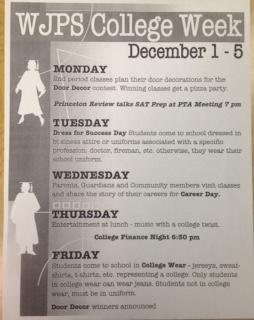 For the first time ever, WJPS is hosting College Week. Administration is creating a full week that will promote college to reluctant students. Photo by Markella Giannakopoulos.
