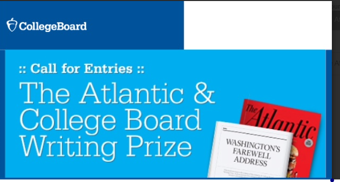High school students everywhere are now able to win royalties, like money and an honors, for their essay writing abilities starting January first. By making it to the final round, the winner of the Writing Prize will have their essay published in The Atlantic magazine. The 1000-2000 word essay has a specific theme of Documents in US History and will be accepted between January first through February 28th. Picture is screenshot.