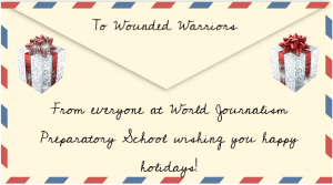 Around the holidays the school wants to give back, to show how much the students and faculty at WJPS care. One of the many things that the community takes part in is sending letters to injured service members. The letters are supposed to  hold nice meaningful messages to raise the spirits of the soldiers. Photo by Samantha Aversano. 