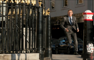 Bond portrays in Skyfall, showing various themes and actions in the movie. It shows the style of Bond, wearing a suit but acting as an athlete.