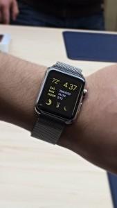 The Apple Watch has a Milanese loop and digital watch face; the band is made out of special metal that lays comfortably on a wrist. "I think it is going to be massively successful because people are obsessed with information and it's one less step to look at your wrist then to dig [your phone] out of your pocket." IEP teacher Mr.Petrotta said. Photo by Abhishek Singh. 