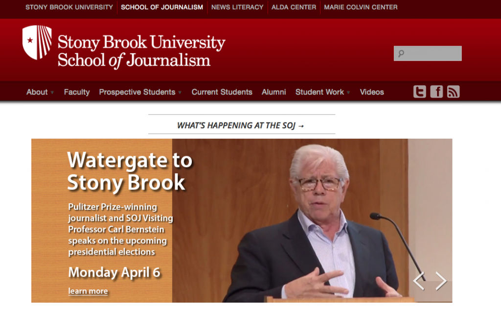 Stonybrook School of Journalism screenshot taken from Stonybrook's website.