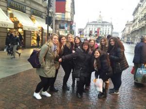 A group of travelers walk through the streets of Italy on their free time on their trip. Photo taken by Mrs. Casey.