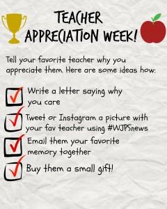 This week is dedicated to showing one’s favorite teachers appreciation. Tell a favorite teacher that he/she is appreciated and give them reasons why. Most teachers work hard to help their students succeed. Digital illustration by Brenda Montero.