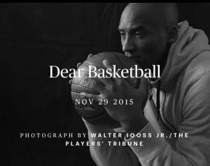 Photo of Kobe Bryant who is now retiring. This season will be his last. Attributed to theplayerstribune.com "Dear Basketball"