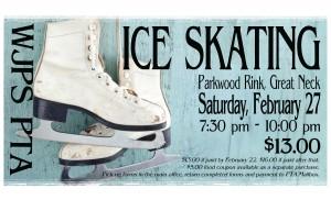 WJPS is holding its annual Ice Skating event on Saturday, February 27. It will be held at Parkway Rink, Great Neck. Join the PTA for a fun time. Photo attributed to WJPS PTA.  