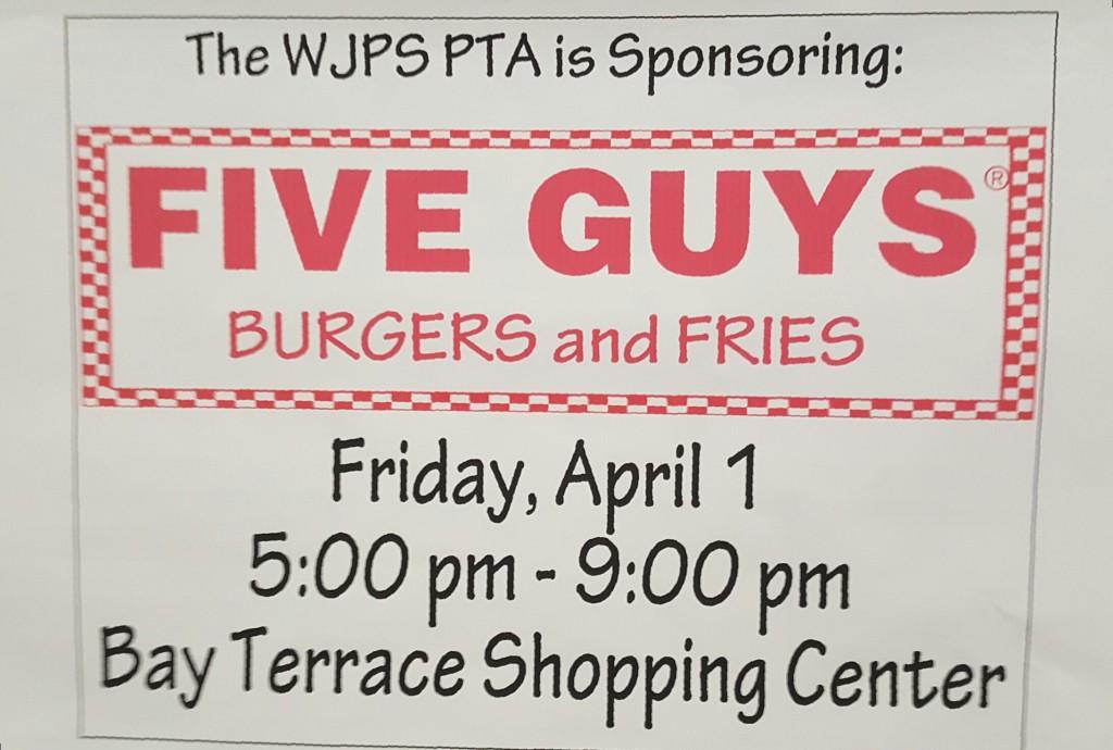 On Friday April 1st from 5-9pm a portion of the profit made in Five Guys (Bay Terrace) will be donated to the school. Come join and help the fundraiser while enjoying some burgers and fries.