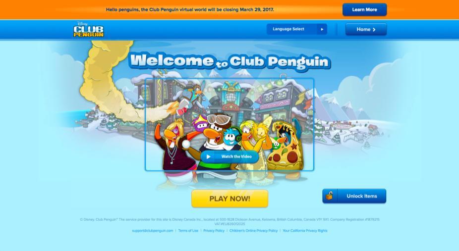 Club Penguin shutting down and switching to mobile devices. Photo attributes to the club penguin website