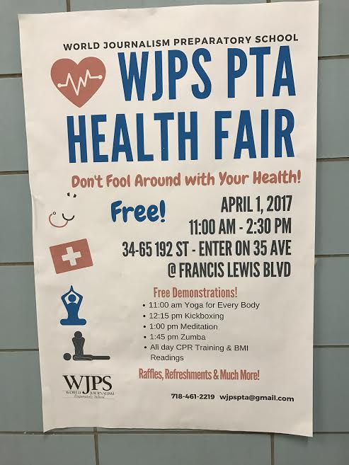 PTA is hosting a Health Fair on Saturday, April 1st from 11AM to 2:30PM. Admission for the event is free. It will be held in the cafeteria and gym.