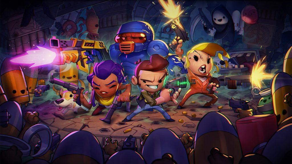 Cover art for the video game Enter The Gungeon depicting the 4 playable characters