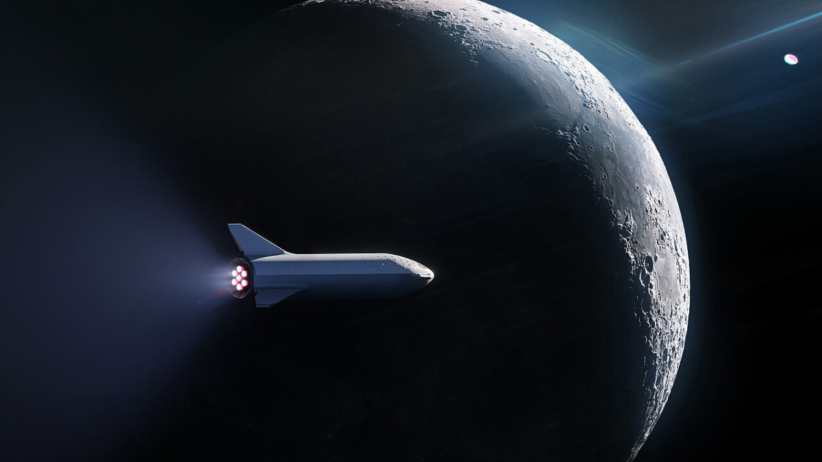 “Starship passing the Moon” by Space Exploration Technologies Corp.” is licensed under Creative Commons CC0.